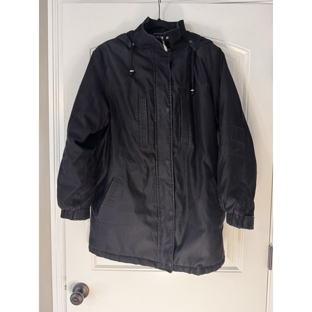 Mackintosh New England Womens L Black Hooded Insulated Parka Coat Winter